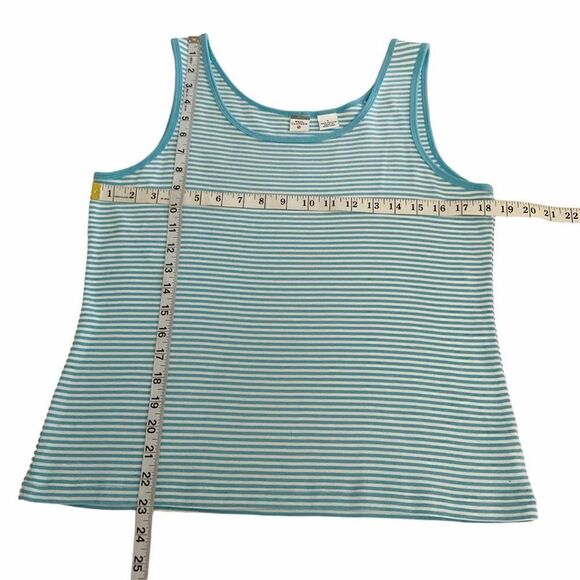 Real Clothes Tank Top Knit Cotton Blue White Striped Sleeveless Women Large - Picture 4 of 7